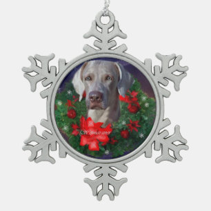 Weimaraner Christmas Snowflake Pewter Christmas Ornament