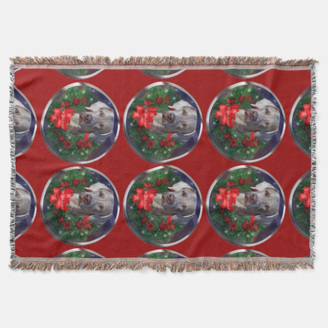 Weimaraner Christmas Throw Blanket (Front)