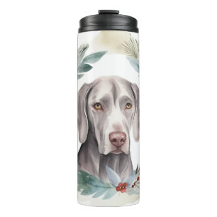 Weimaraner Christmas Wreath Festive Pup Thermal Tumbler