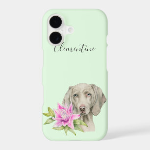 Weimaraner Dog and Lily Watercolor   Add Your Name