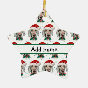 Weimaraner Dog Breed Christmas Stars Ceramic Ornament