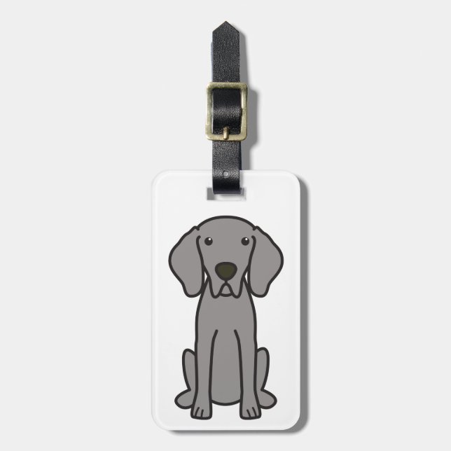 Weimaraner Dog Cartoon Luggage Tag (Front Vertical)