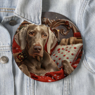 Weimaraner Dog Christmas Festive 6 Inch Round Button