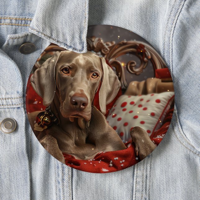 Weimaraner Dog Christmas Festive 6 Inch Round Button (In Situ)