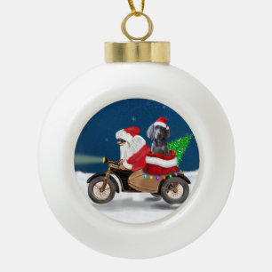 Weimaraner Dog Christmas Santa Claus Ceramic Ball Christmas Ornament
