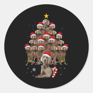 Weimaraner Dog Christmas Tree Lights Santa Hat Xma Classic Round Sticker