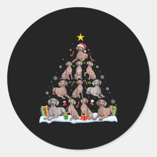 Weimaraner Dog Christmas Tree Xmas Pet Dogs Lover  Classic Round Sticker