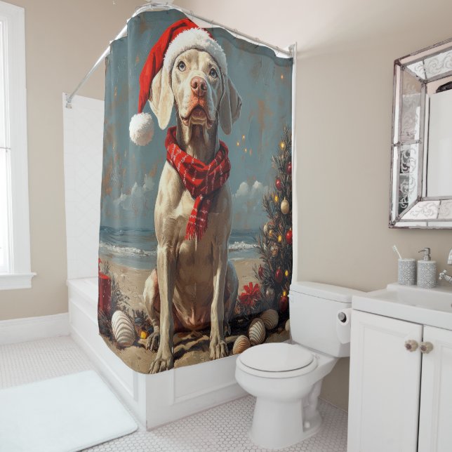 Weimaraner Dog Christmas Vintage Beach  (In Situ)