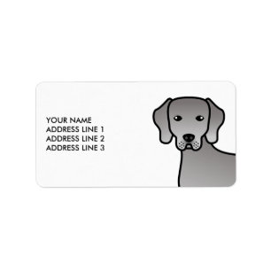 Weimaraner Dog Cute Cartoon Drawing & Custom Text Label
