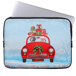 Weimaraner Dog In Car With Santa Claus Laptop Sleeve