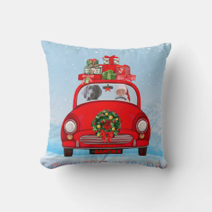 Weimaraner Dog In Car With Santa Claus  Throw Pillow