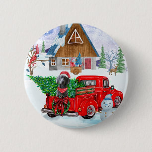 Weimaraner Dog In Christmas Delivery Truck Snow 2 Inch Round Button