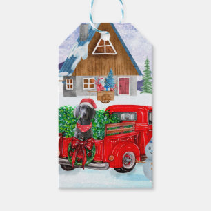 Weimaraner Dog In Christmas Delivery Truck Snow  Gift Tags