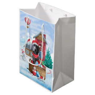 Weimaraner Dog In snow Christmas Dog House Medium Gift Bag