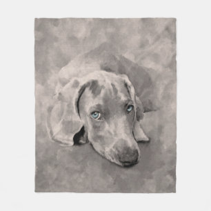 Weimaraner Dog Mixed Media Fleece Blanket