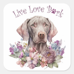 Weimaraner Dog Mom Floral Square Sticker