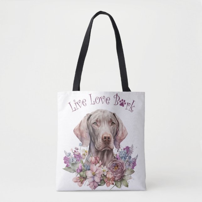 Weimaraner Dog Mom Floral Tote Bag (Front)