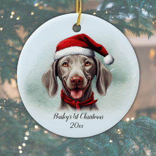 Weimaraner Dog Personalized First Christmas Ceramic Ornament