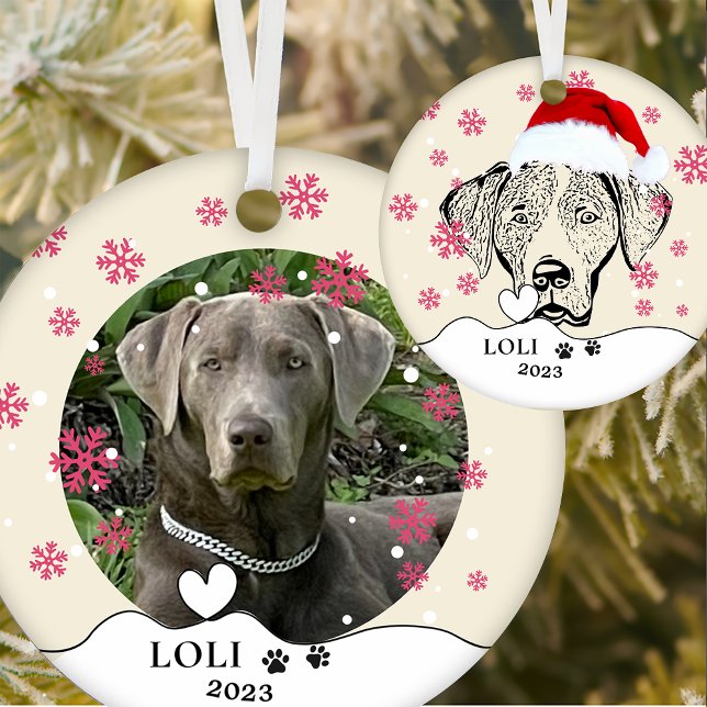 Weimaraner Dog Personalized Hand Drawing Ceramic Ornament (Creator Uploaded)