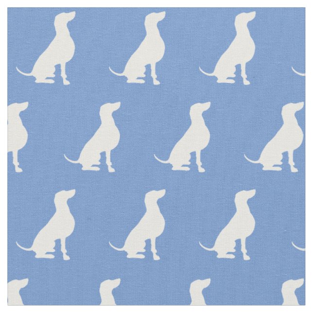 Weimaraner Dog Silhouette Pet Light Blue Fabric (Close Up)