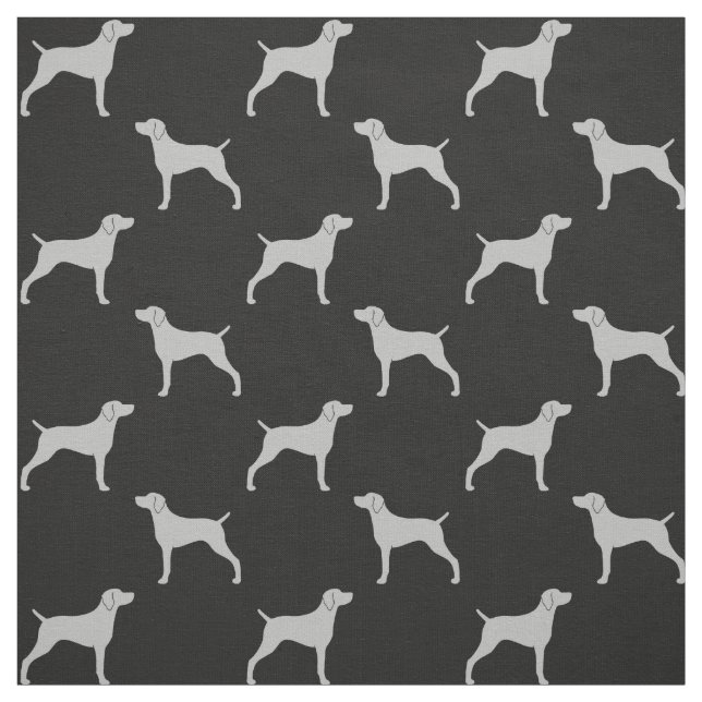 Weimaraner Dog Silhouettes Grey and Black Fabric (Swatch)