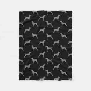 Weimaraner Dog Silhouettes Pattern Grey and Black Fleece Blanket