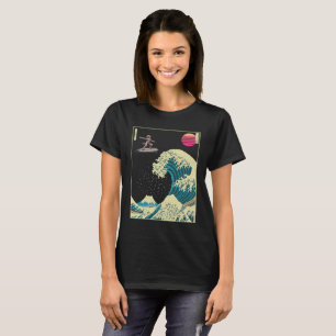 Weimaraner Dog Surfing on a Kanagawa Wave Japanese T-Shirt
