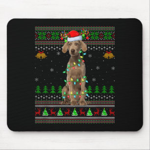 Weimaraner Dog Ugly Christmas Sweaters Holiday San Mouse Pad