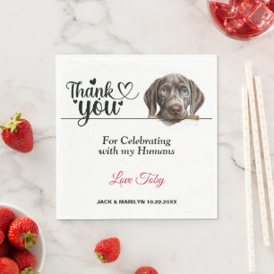 Weimaraner Dog Wedding Thank You Napkin