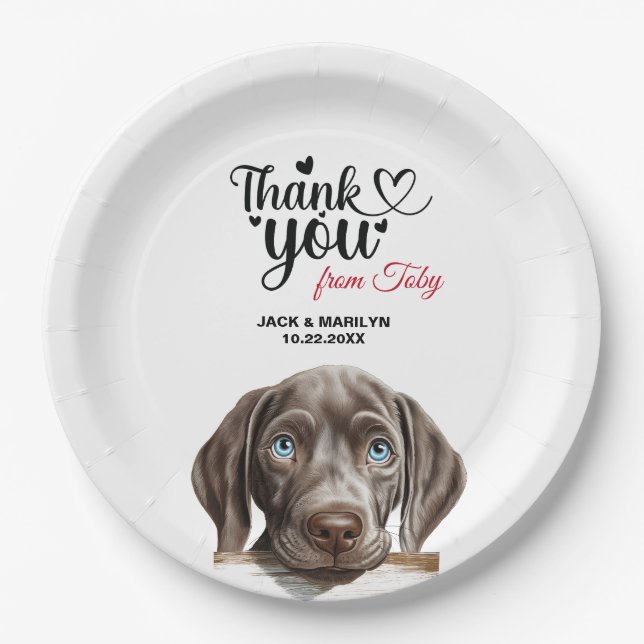 Weimaraner Dog Wedding Thank You Paper Plate (Front)