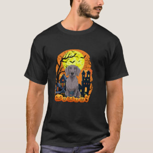 Weimaraner Dog With Pumpkins Funny Scary Halloween T-Shirt