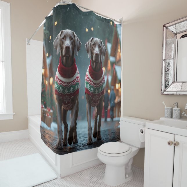 Weimaraner Dogs Christmas Snow Holiday (In Situ)