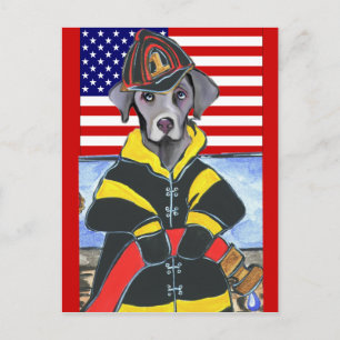 WEIMARANER FIREMAN POSTCARD