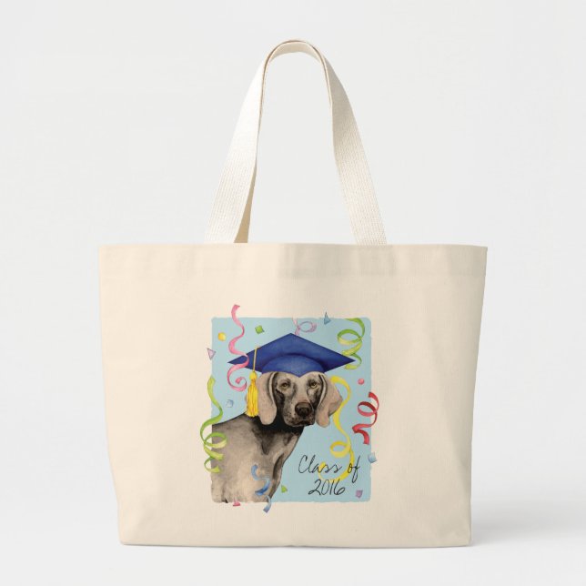 Weimaraner Graduate Large Tote Bag (Front)