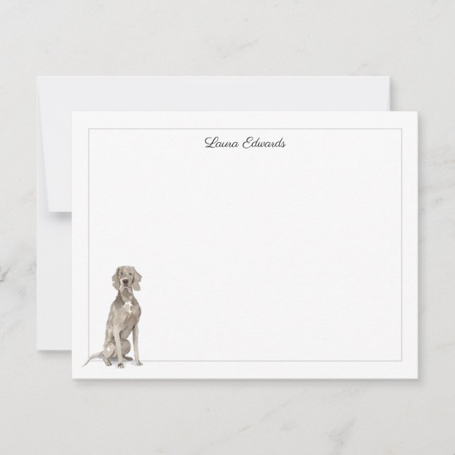 Weimaraner Grey Border Personalized Card (Front)