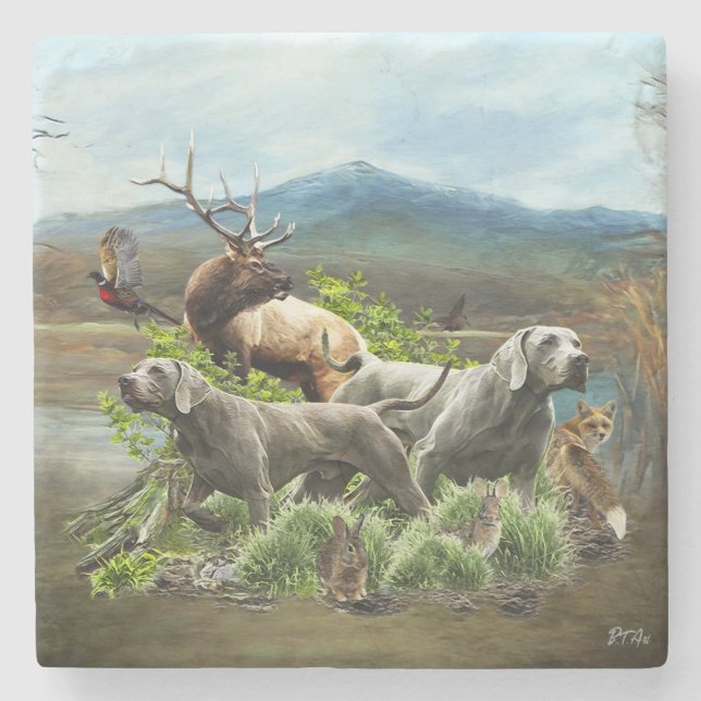 Weimaraner, "Grey Ghost"  Stone Coaster (Front)