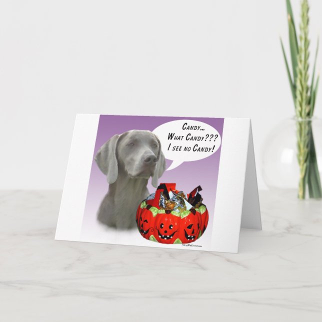 Weimaraner Halloween Candy Card (Front)