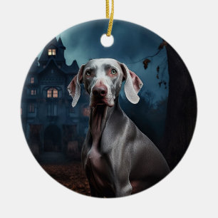 Weimaraner Halloween Scary Ceramic Ornament