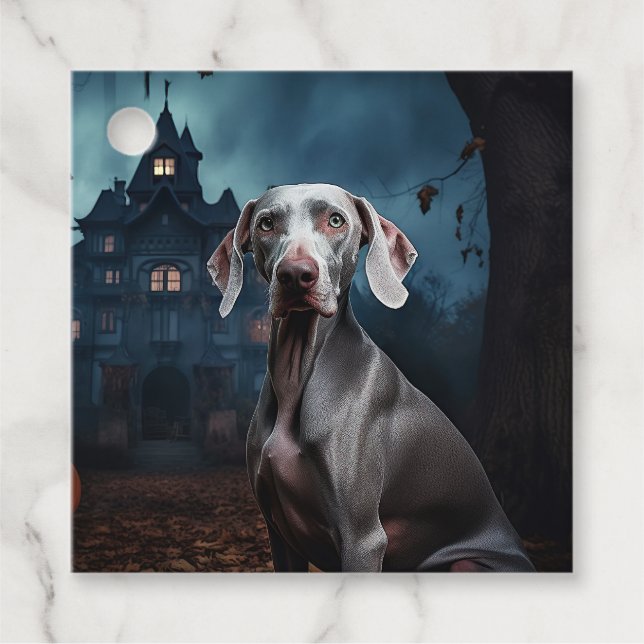 Weimaraner Halloween Scary Favour Tags (Front)