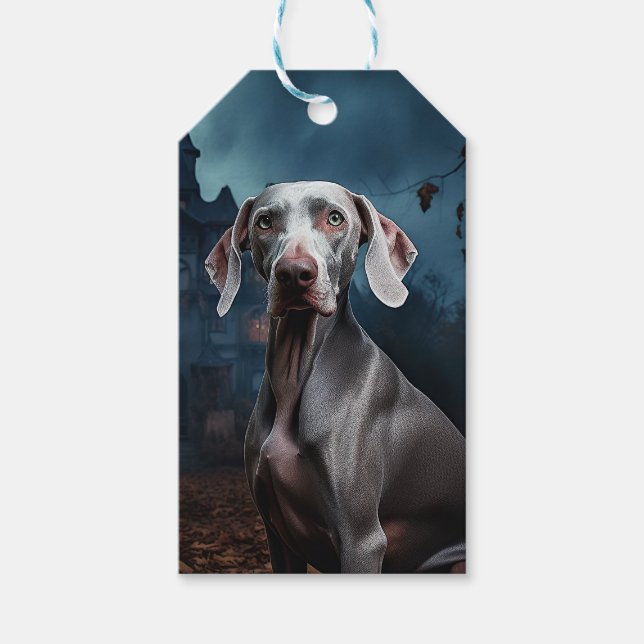 Weimaraner Halloween Scary Gift Tags (Front)