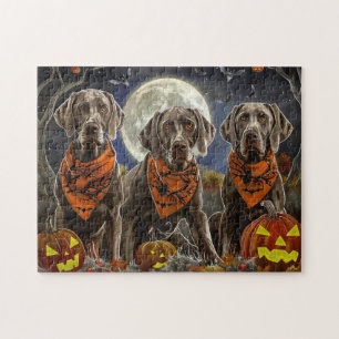 Weimaraner Halloween Spooky Jigsaw Puzzle