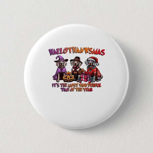 Weimaraner Halloween Thanksgiving Christmas Oversi 2 Inch Round Button (Front)