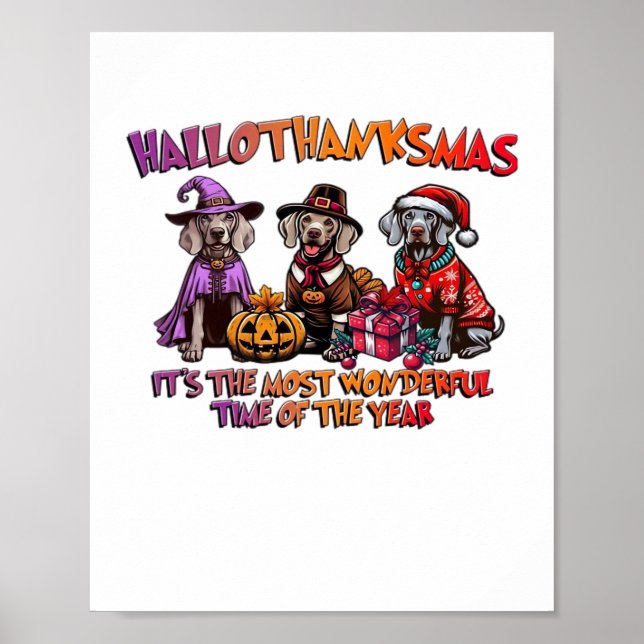 Weimaraner Halloween Thanksgiving Christmas Oversi Poster (Front)