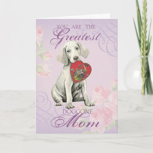 Weimaraner Heart Mom Card (Front)