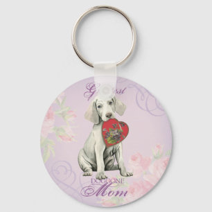 Weimaraner Heart Mom Keychain