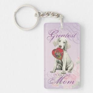Weimaraner Heart Mom Keychain