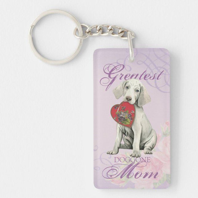 Weimaraner Heart Mom Keychain (Front)