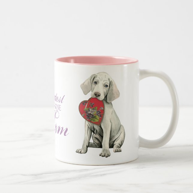 Weimaraner Heart Mom Two-Tone Coffee Mug (Right)