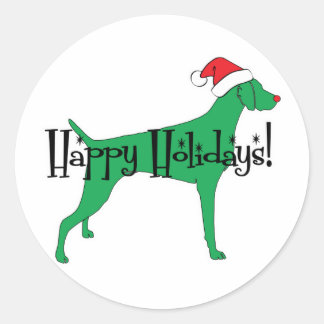 Weimaraner Holiday Christmas Classic Round Sticker