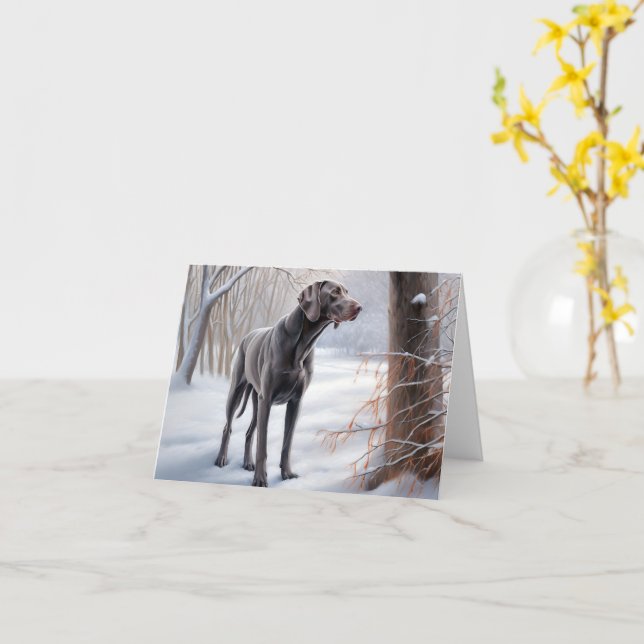 Weimaraner Let It Snow Christmas Card (Yellow Flower)